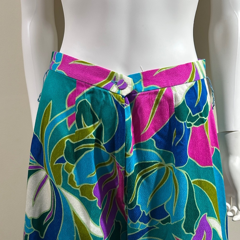 Vintage Pacifica Honolulu Floral Huge Wide-Leg High Waisted Pants Measure Size 4 - Picture 4 of 8
